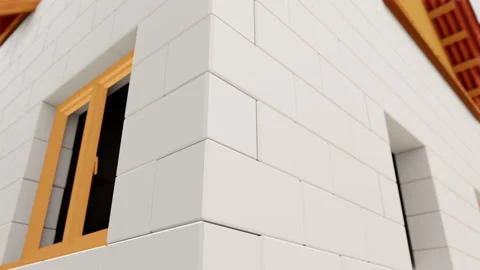 3d visualization a house made of blocks Stock Footage 163330032