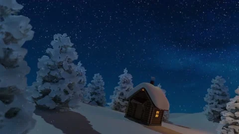 3d visualization of a house in a winter forest 動画素材 239713928