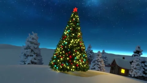 3d visualization of a house in a winter forest Stock Footage 240133855