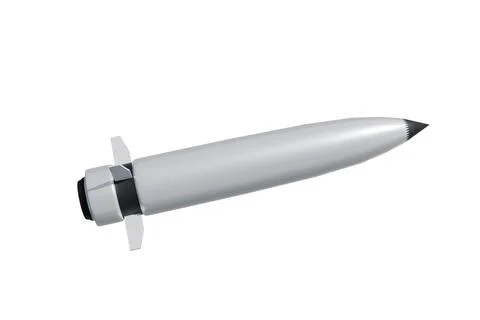 3D visualization of hypersonic missile on white background for military and a Stock Photos
