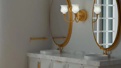 3D visualization of the interior design of a bathroom in a vintage style, r.. 写真素材