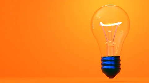 3d visualization of a lamp on an orange background 스톡 동영상 169925653