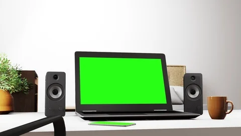 3D visualization laptop and coffee Stock Footage 126902814