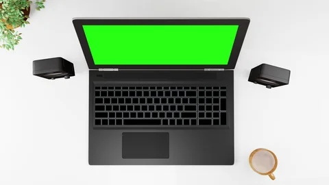 3D visualization laptop and coffee Stock Footage 126902845