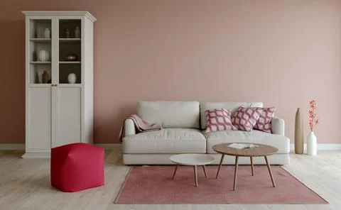 3D visualization of the living room interior. Иллюстрация