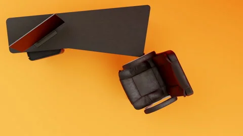 3d visualization of an office chair next to a desk Stock Footage 158478946