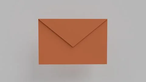 3D visualization of orange envelope on gray background Stock Illustration