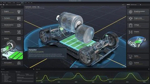 3D visualization of professional software for car developing Foto stock