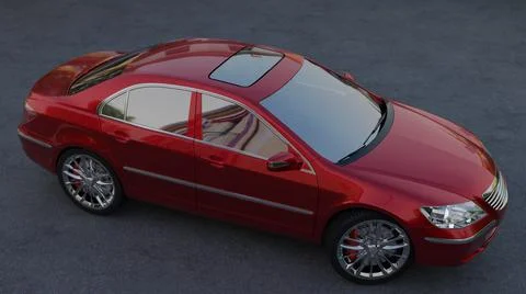 3d visualization of a red car Illustrazione stock