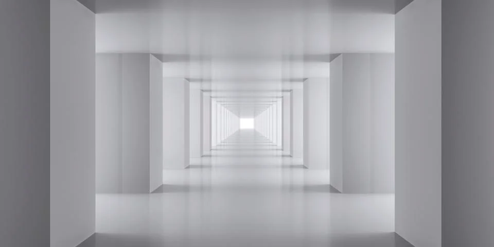 3d visualization render white corridor pillars background render Stockillustratie