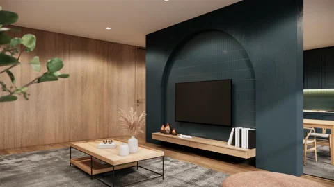 3d visualization rendering. Contemporary interior design apartment stylish Stock Footage 237491389