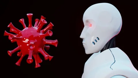 3D visualization of the robot face Stock Footage 128741353