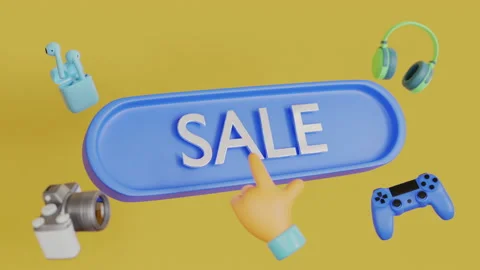 3d visualization sale of various goods Video stock 239168759