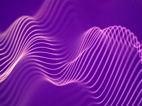 3D visualization of sound waves. Big data or information concept: Pink chart. Stock Illustration
