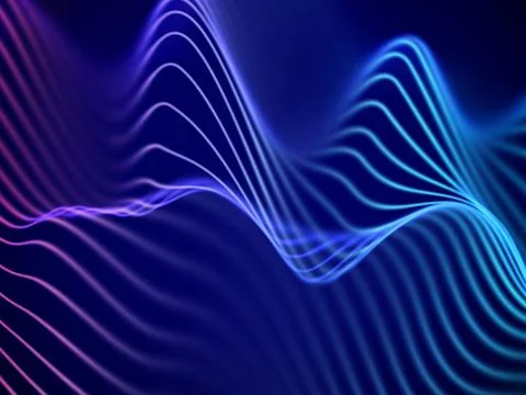 3D visualization of sound waves. Big data or information concept: Blue-pink 스톡 일러스트