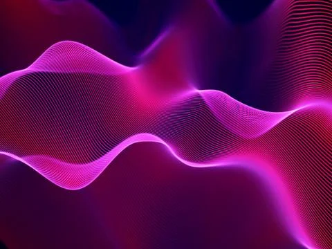 3D visualization of sound waves. Big data or information concept: Red chart. Stock Illustration