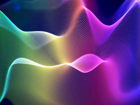3D visualization of sound waves. Big data or information concept: Multicolor 스톡 일러스트