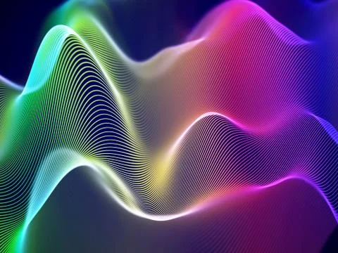 3D visualization of sound waves. Big data or information concept: Multicolor Stock Illustration