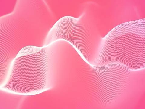 3D visualization of sound waves. Big data or information concept: White chart. Stock Illustration