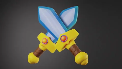 3d visualization of a sword on a blue background Stock Footage 239528502