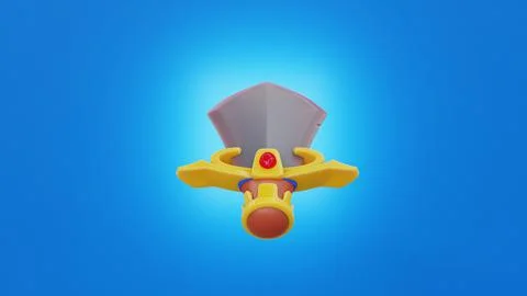 3d visualization of a sword on a blue background Stock Illustration