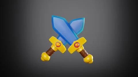 3d visualization of a sword on a blue background Illustration