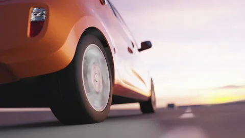 3d visualization of the taillight of a car on the highway Stock Footage 243910268