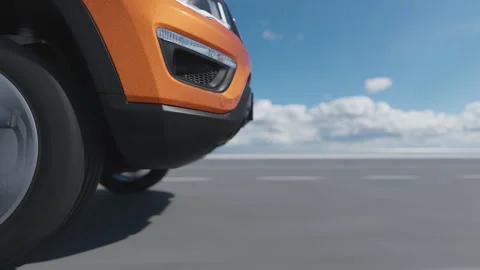 3d visualization of the taillight of a car on the highway Stock Footage 243910276