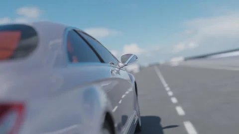 3d visualization of the taillight of a car on the highway Stock Footage 244108566