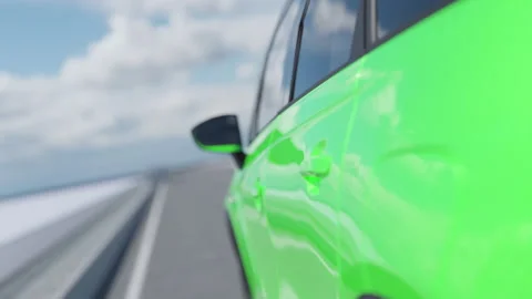 3d visualization of the taillight of a car on the highway Stock Footage 244108637