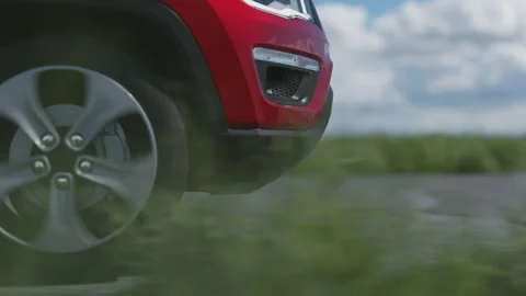 3d visualization of the taillight of a car on the highway Stockbeeldmateriaal 244311732