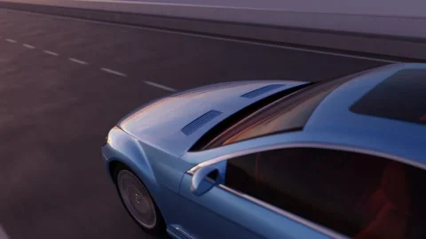 3d visualization of the taillight of a car on the highway Stock Footage 304195965