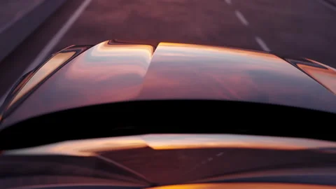 3d visualization of the taillight of a car on the highway Stock Footage 304408928