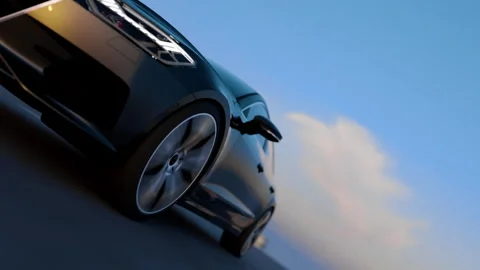 3d visualization of the taillight of a car on the highway Stock Footage 304408938