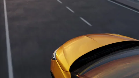 3d visualization of the taillight of a car on the highway Stock Footage 304658221