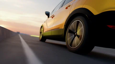 3d visualization of the taillight of a car on the highway Stock Footage 304658224