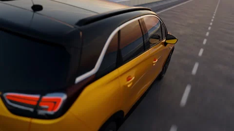 3d visualization of the taillight of a car on the highway Stock Footage 304658256