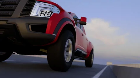 3d visualization of the taillight of a car on the highway Stock Footage 304807838