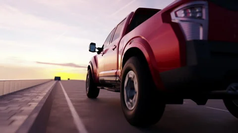 3d visualization of the taillight of a car on the highway Stock Footage 304807842