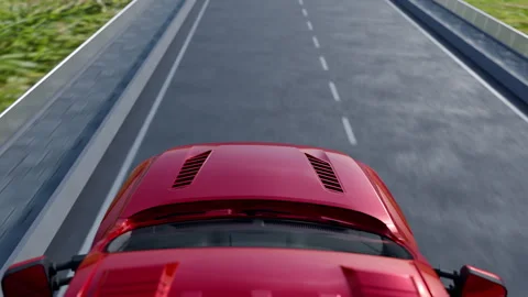 3d visualization of the taillight of a car on the highway Stock Footage 304807862