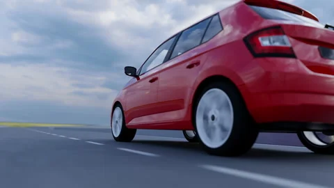 3d visualization of the taillight of a car on the highway Stock Footage 304876636