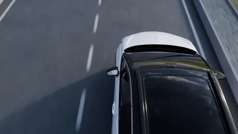 3d visualization of the taillight of a car on the highway Stock Footage 304876652