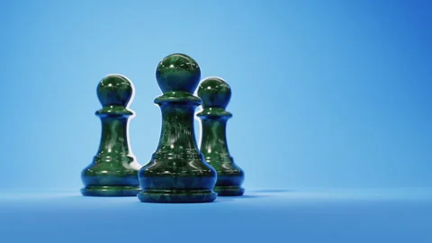 3d visualization three black marble pawns stand Stock Footage 251733026