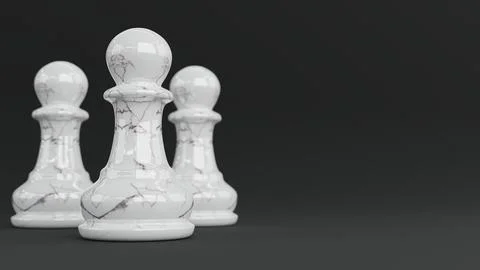 3d visualization three white marble pawns stand Stock Illustration