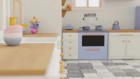 3d visualization of the toy kitchen Stock Footage 158142981