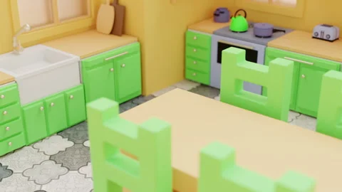 3d visualization of the toy kitchen Stock Footage 158219245