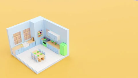 3d visualization of the toy kitchen Stock Footage 158430067