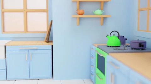 3d visualization of the toy kitchen Stock Footage 158430111