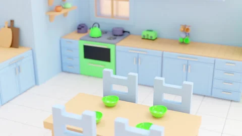 3d visualization of the toy kitchen Stock Footage 158430138