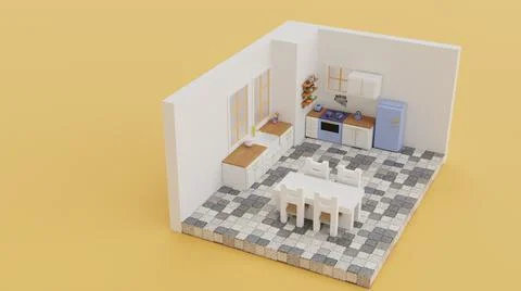 3d visualization of a toy kitchen Stock Illustration